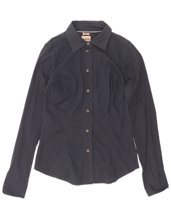 Tommy Hilfiger Damenhemd UK 12 Medium Marineblau Baumwolle