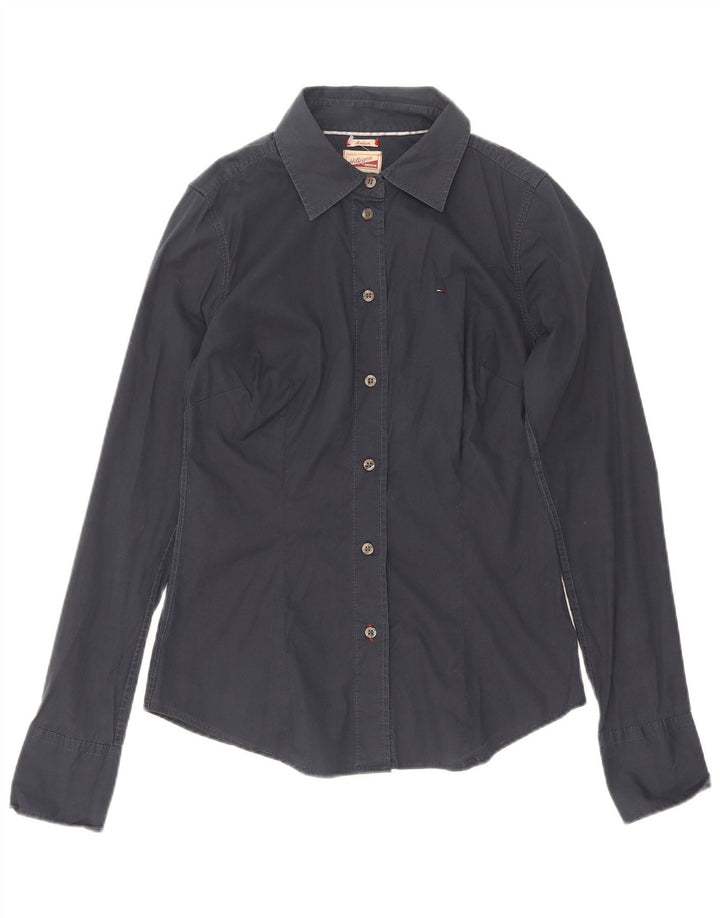 Tommy Hilfiger Damenhemd UK 12 Medium Marineblau Baumwolle