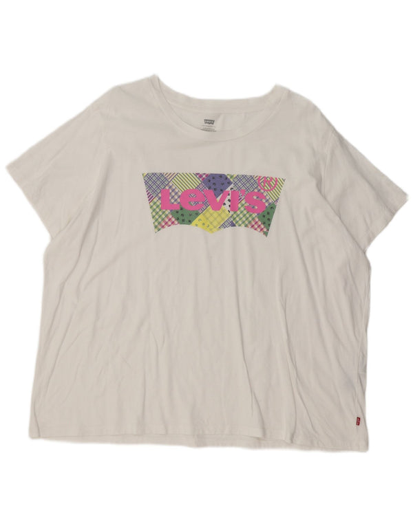 LEVI'S Damen-T-Shirt mit Grafik, UK 22 3XL, weiße Baumwolle