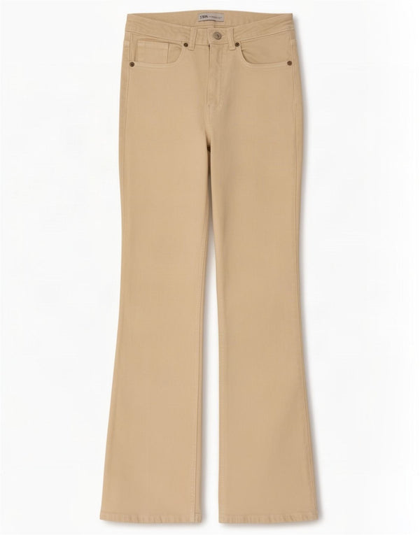 Zara Damen Bootcut Jeans EU 40 Medium W30 L30 Beige