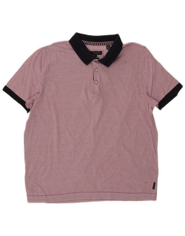 TED BAKER Herren-Poloshirt, Größe 5 XL, rosa Nadelstreifen-Baumwolle