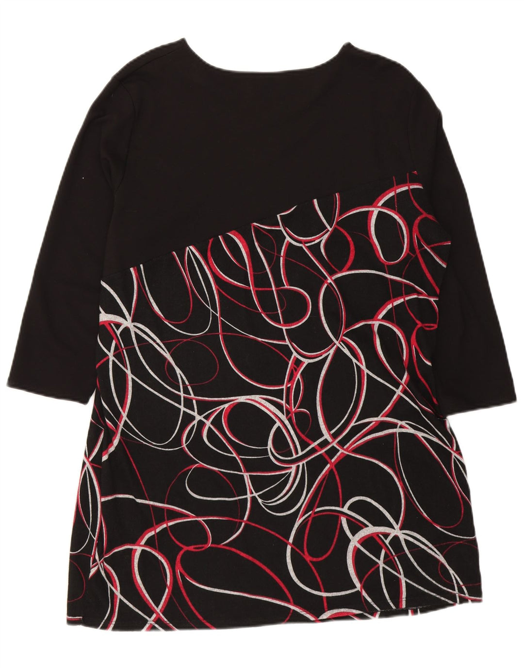 SALOOS Womens Abstract Pattern 3/4 Sleeve Shift Dress UK 20 2XL Black