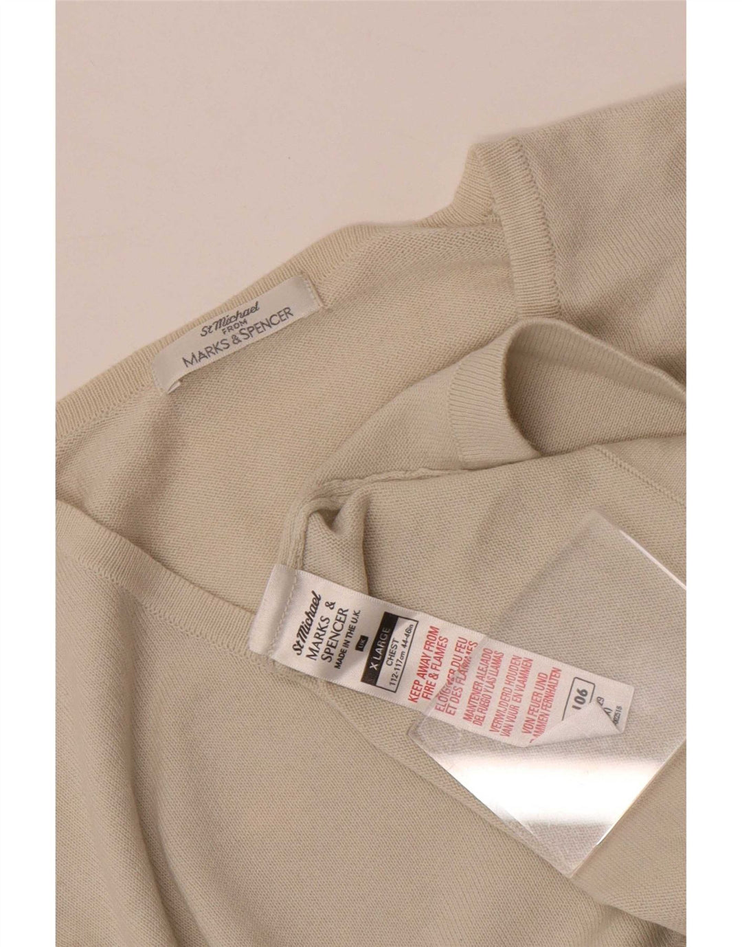 Marks & Spencer Herren Top Langarm XL Beige Baumwolle
