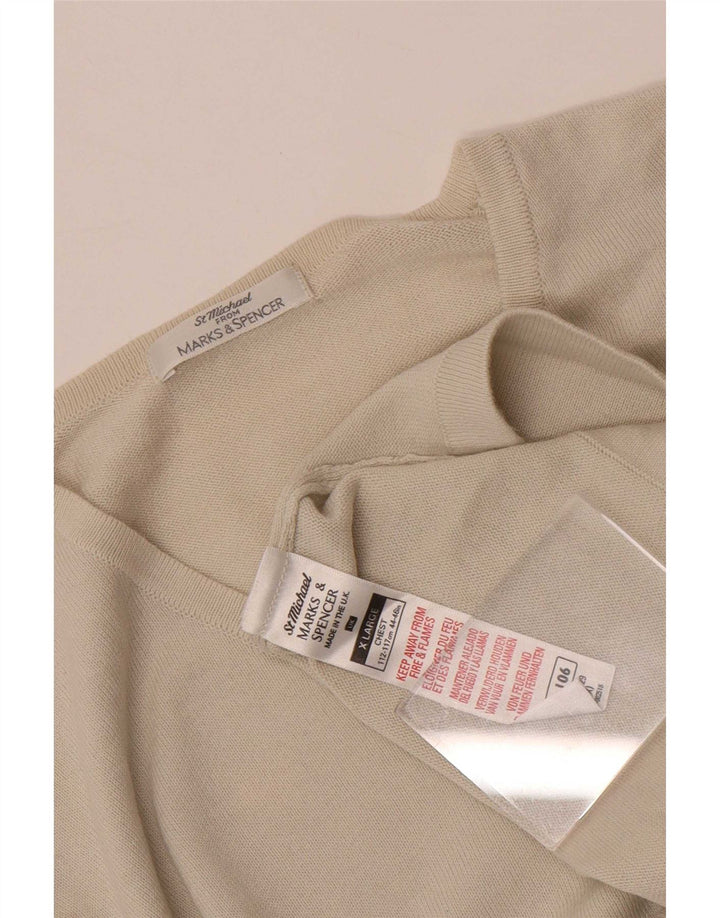 Marks & Spencer Herren Top Langarm XL Beige Baumwolle