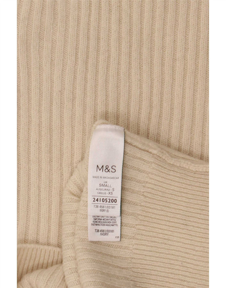 Marks & Spencer Damen Weste Tank Top UK 10 Small Beige Merinowolle