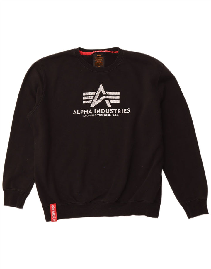 ALPHA INDUSTRIES Herren-Sweatshirt mit Grafik, 2XL, schwarze Baumwolle