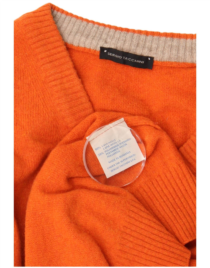 SERGIO TACCHINI Herren-Pullover mit V-Ausschnitt, große orangefarbene Wolle