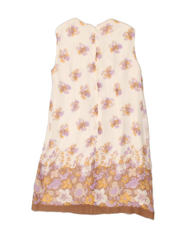 VINTAGE Womens Sleeveless Basic Dress UK 14 Medium White Floral | Vintage Vintage | Thrift | Second-Hand Vintage | Used Clothing | Messina Hembry 
