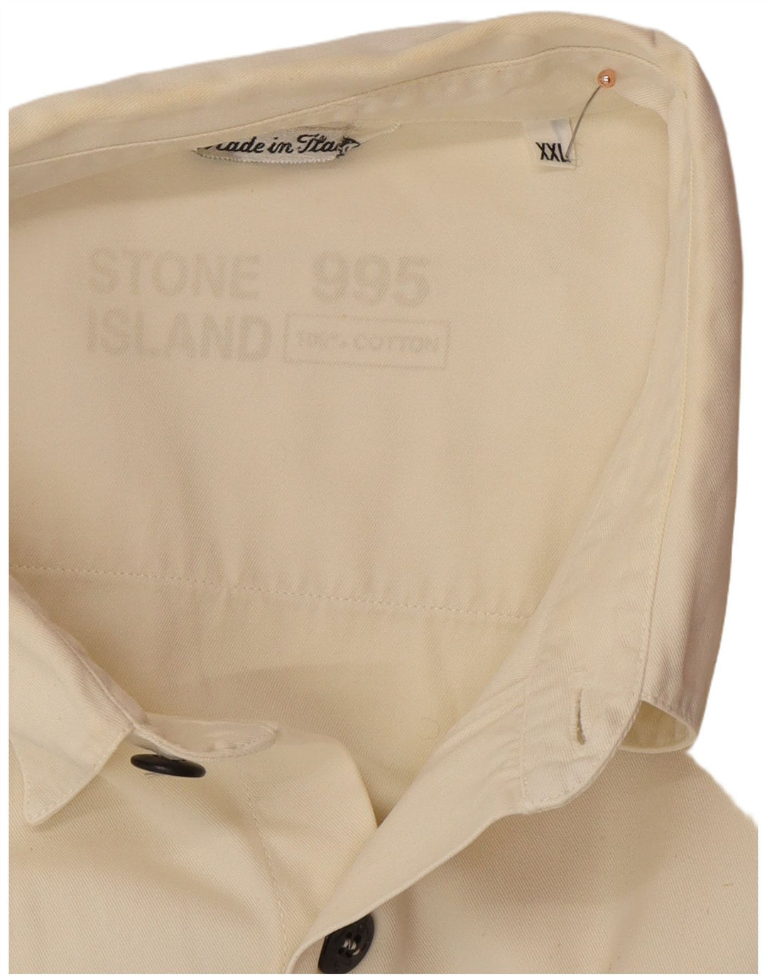 STONE ISLAND Herrenhemd 2XL Off White Cotton Classic