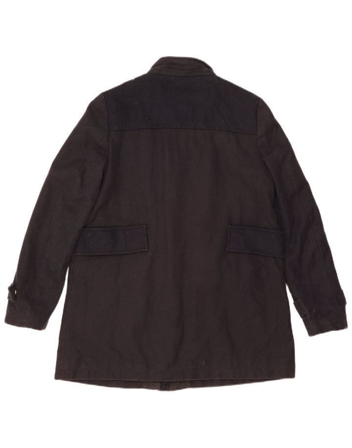 Zara Damen-Windbreaker-Mantel UK 14 Mittelmarineblaue Baumwolle