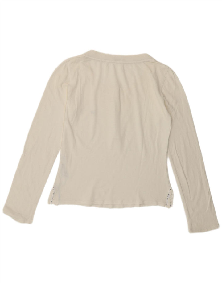 Marella Damen Top Langarm UK 14 Large Off White Baumwolle