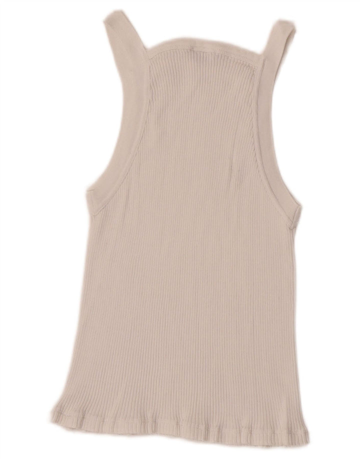 Massimo Dutti Damen Crop Vest Top UK 14 Large Weiß