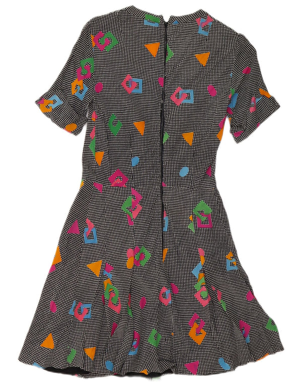 Vintage Damen A-Linie Kleid UK 8 Small Mehrfarbig Geometrisch