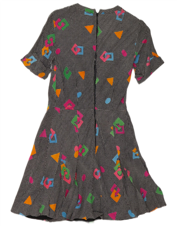 Vintage Damen A-Linie Kleid UK 8 Small Mehrfarbig Geometrisch