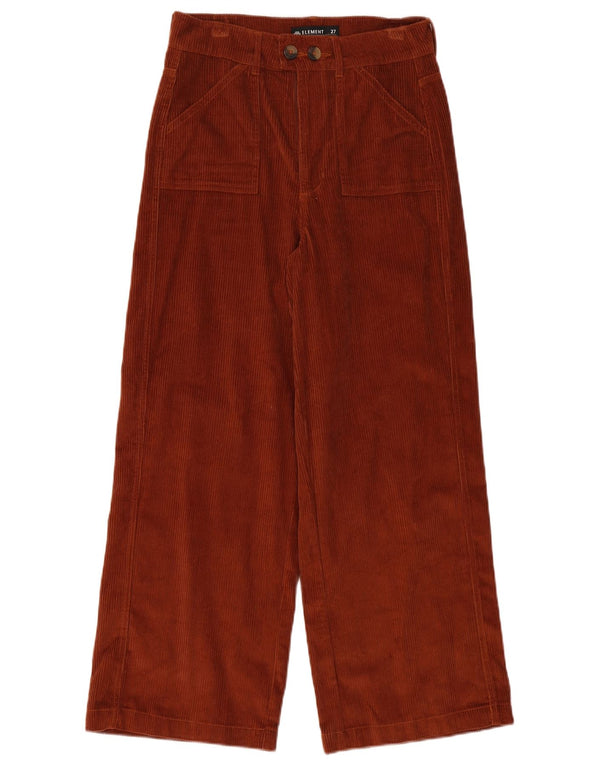 Element Damen Cordhose mit hoher Taille und weitem Bein, W27 L27, braune Baumwolle