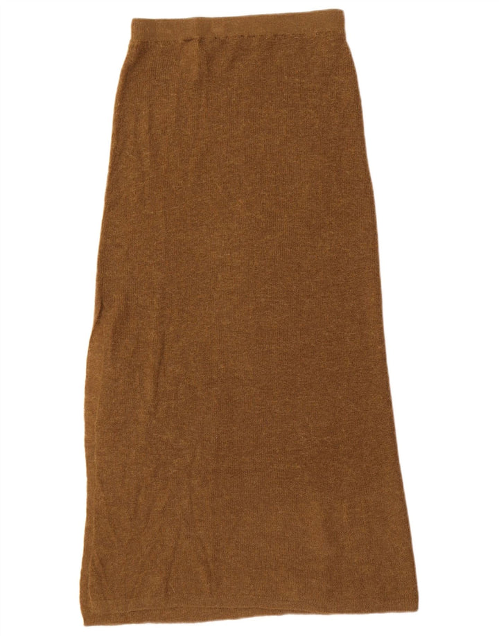 Zara Damen-Strick-Maxirock, Größe S, W26, Braun, Polyamid