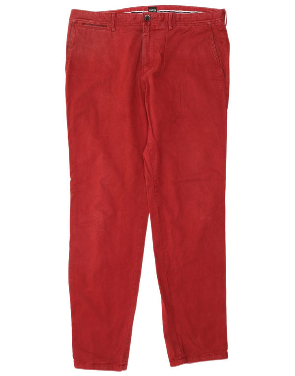 HUGO BOSS Mens Regular Fit Straight Chino Trousers IT 50 Large W36 L32 Red