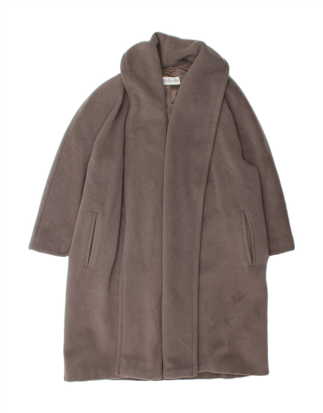 VINTAGE Damen Übergroßer offener Mantel IT 44 Mittelgraue Alpakawolle