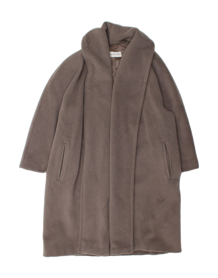 VINTAGE Damen Übergroßer offener Mantel IT 44 Mittelgraue Alpakawolle