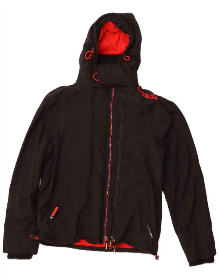 SUPERDRY Herren The Windcheater Kapuzen-Windjacke, Größe 40, Schwarz