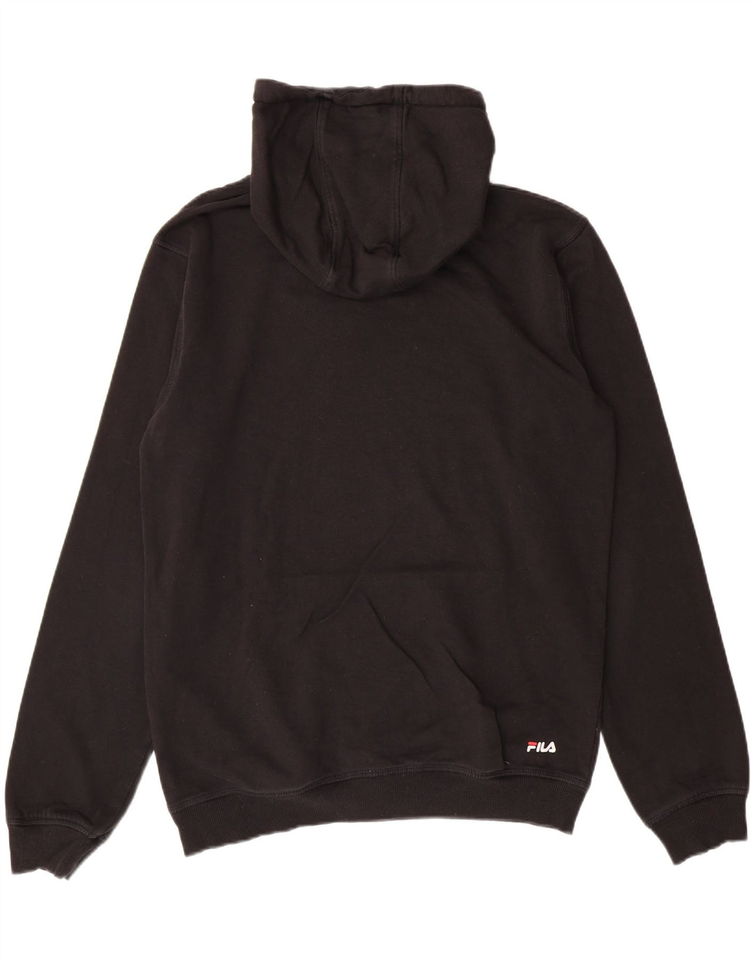 FILA Mens Graphic Hoodie Jumper Medium Black Cotton Vintage Fila and Second-Hand Fila from Messina Hembry 