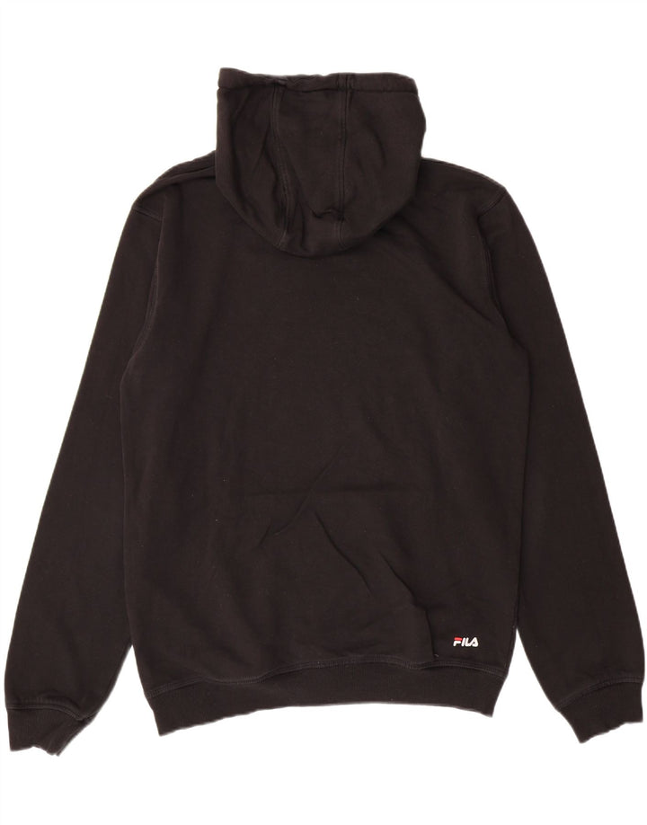FILA Mens Graphic Hoodie Jumper Medium Black Cotton Vintage Fila and Second-Hand Fila from Messina Hembry 