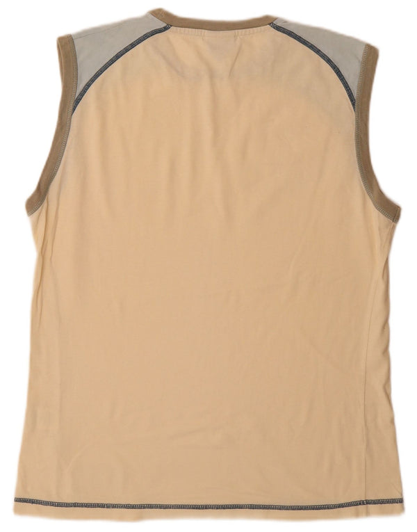 Diadora Damen-Trägershirt UK 18 XL Beige Colourblock-Baumwolle