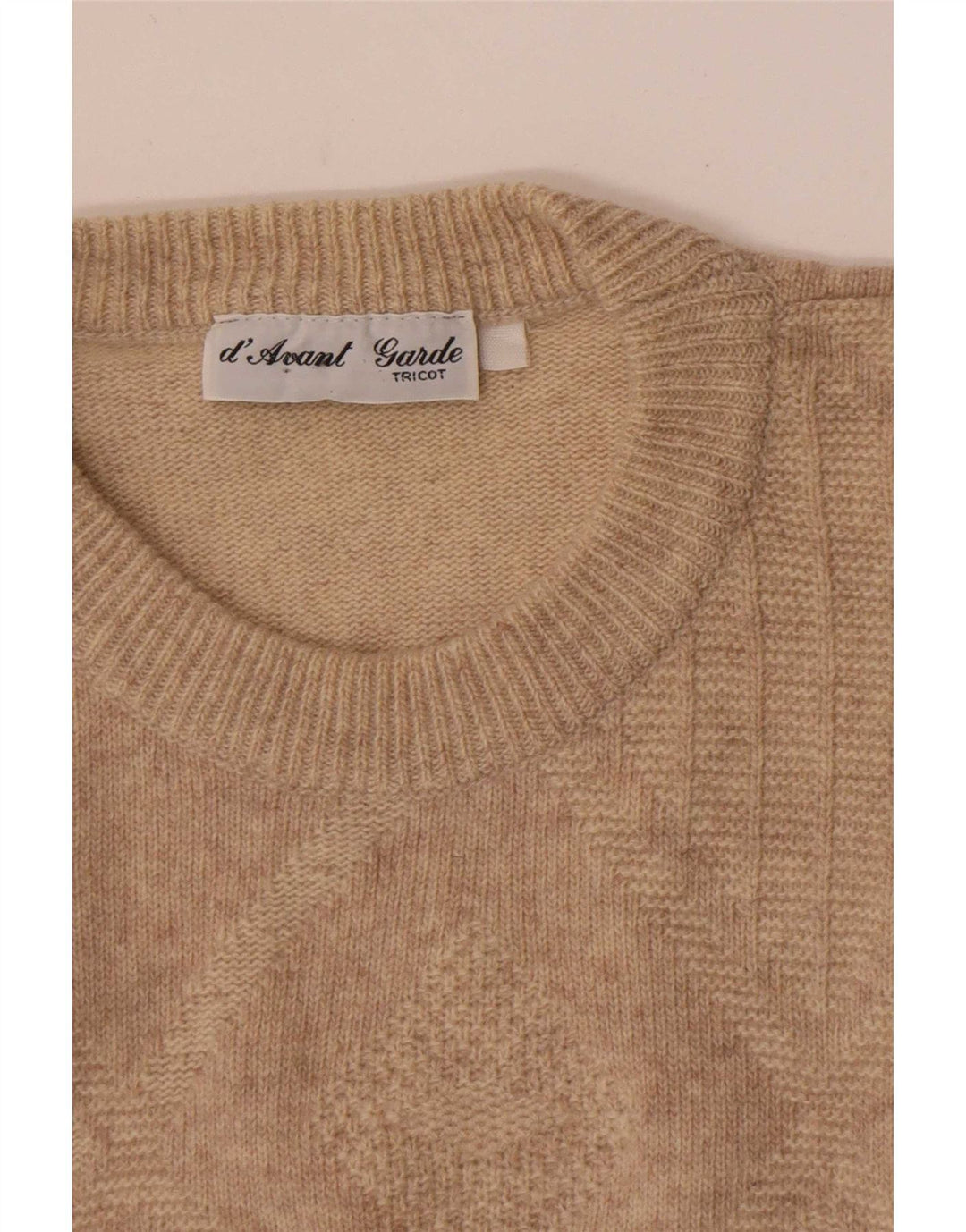 Avant Garde Herren-Pullover mit Rundhalsausschnitt, Mittelbeige, Argyle-Muster/Diamantmuster