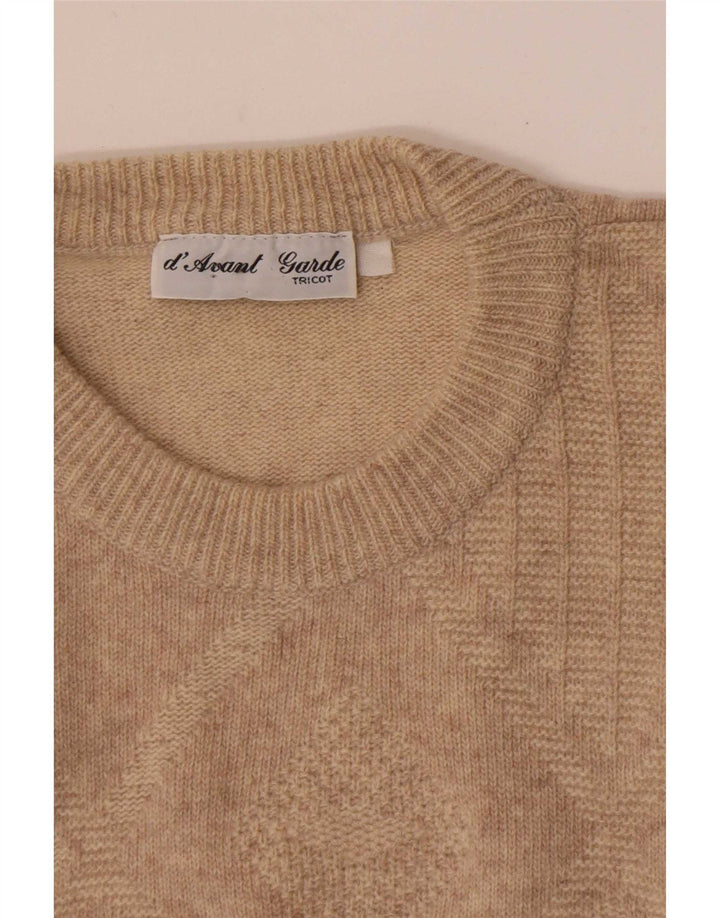 Avant Garde Herren-Pullover mit Rundhalsausschnitt, Mittelbeige, Argyle-Muster/Diamantmuster