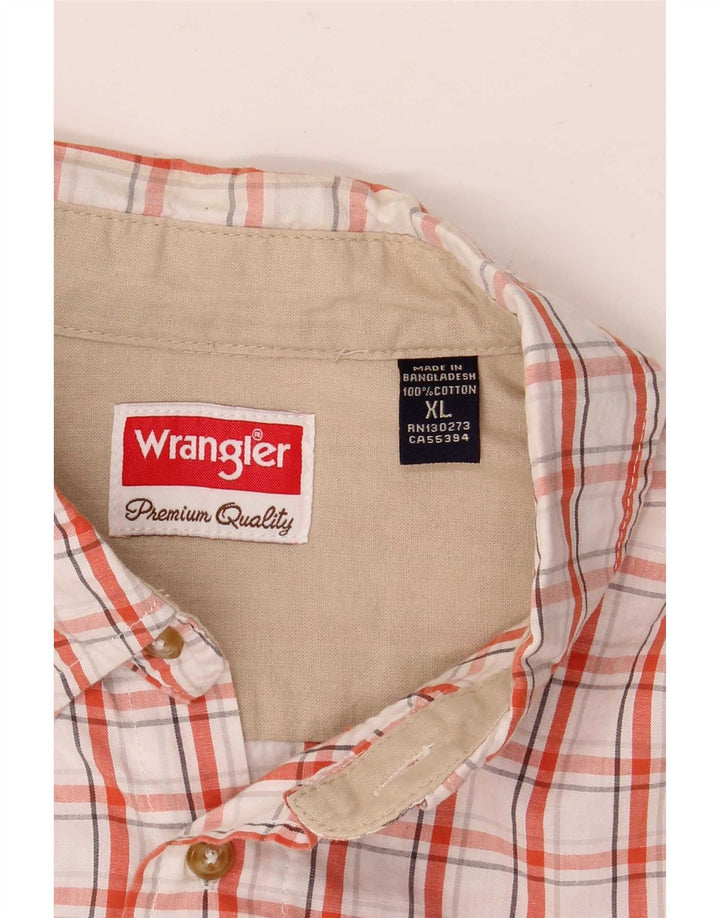 Wrangler Herren-Kurzarmhemd XL, weiß kariert, Baumwolle