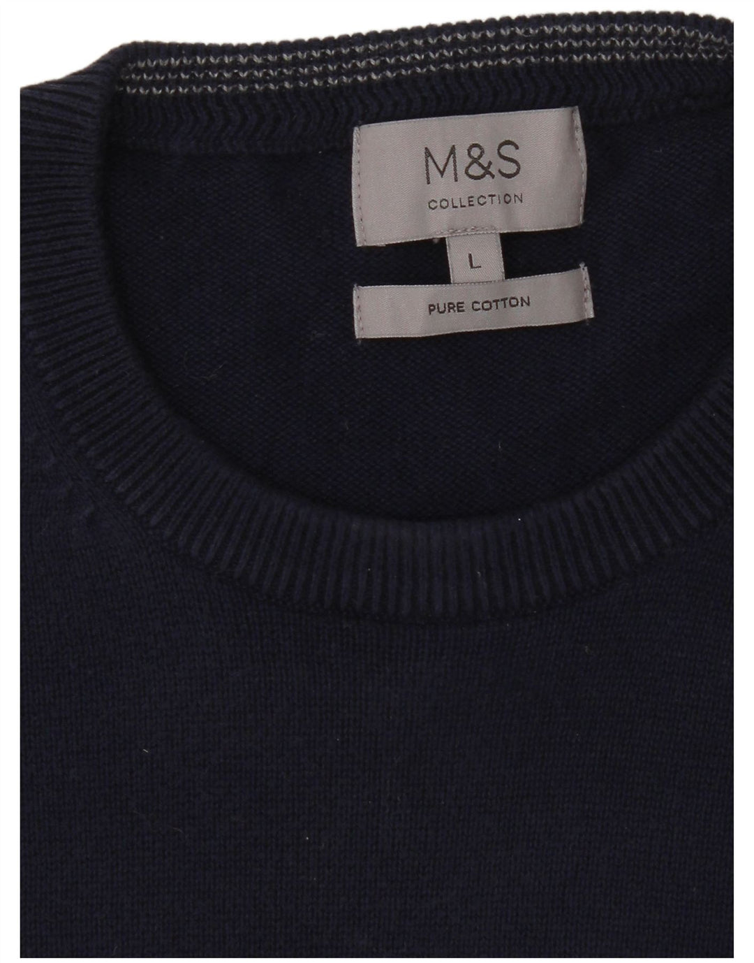 Marks & Spencer Herren-Pullover mit Rundhalsausschnitt, groß, marineblaue Baumwolle