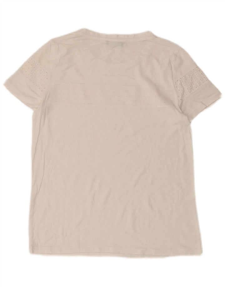 Benetton Damen T-Shirt Top UK 10 Small Weiß