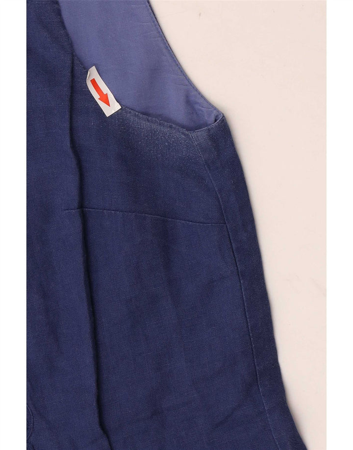 Jigsaw Damen ärmelloses Basic-Kleid, Größe S, Marineblau, Blumenmuster, Leinen