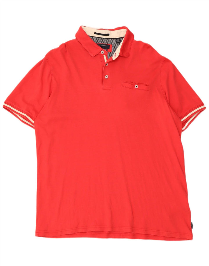 Ted Baker Herren-Poloshirt, Größe 5, XL, rote Baumwolle