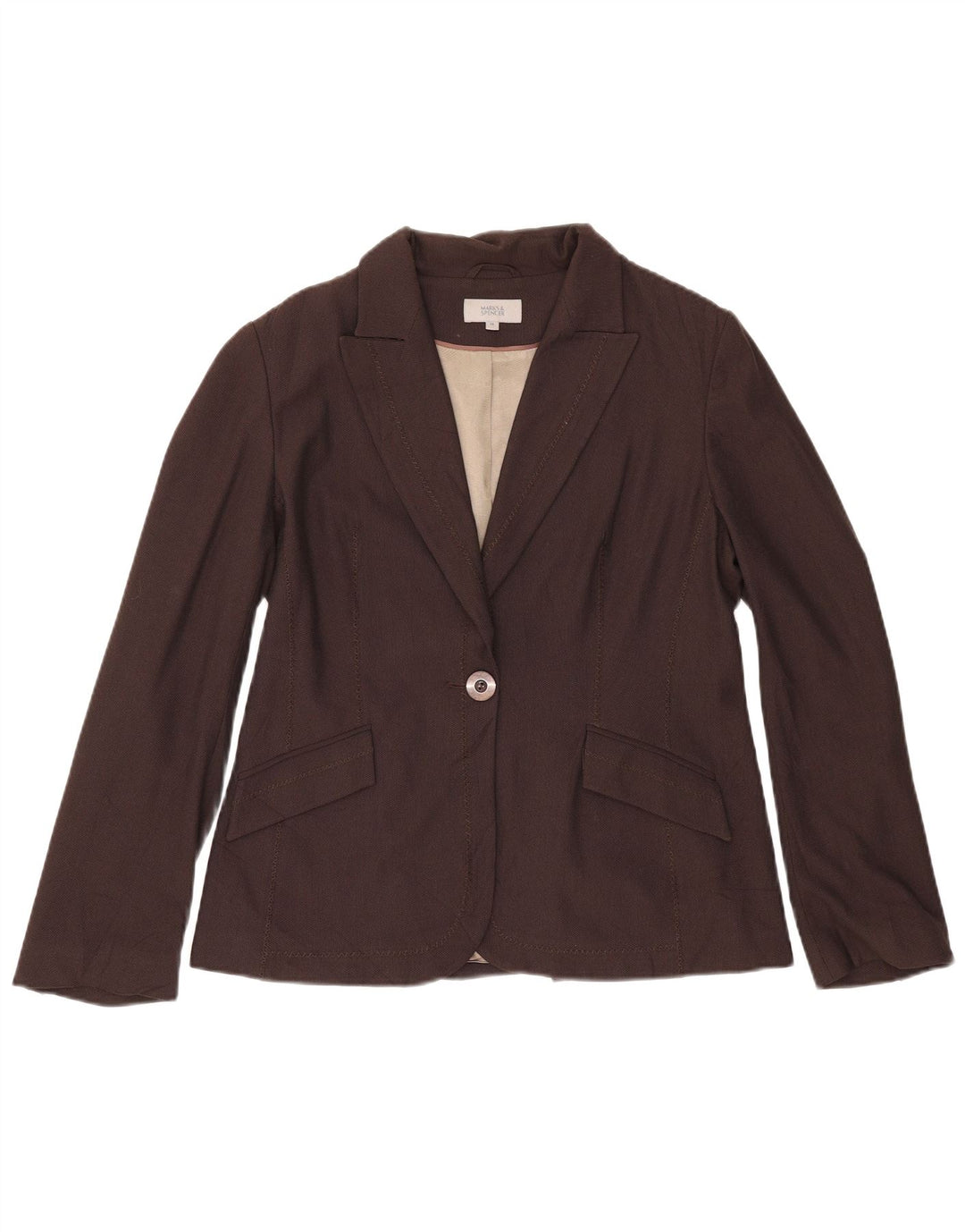 Marks & Spencer Damen 1-Knopf-Blazerjacke UK 14 Mittelbraun