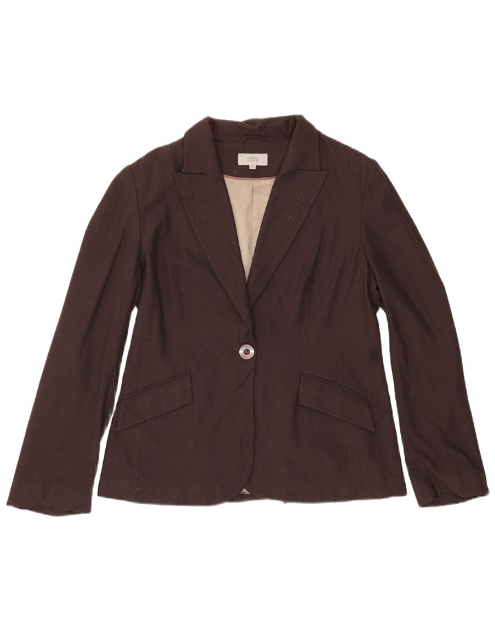 Marks & Spencer Damen 1-Knopf-Blazerjacke UK 14 Mittelbraun