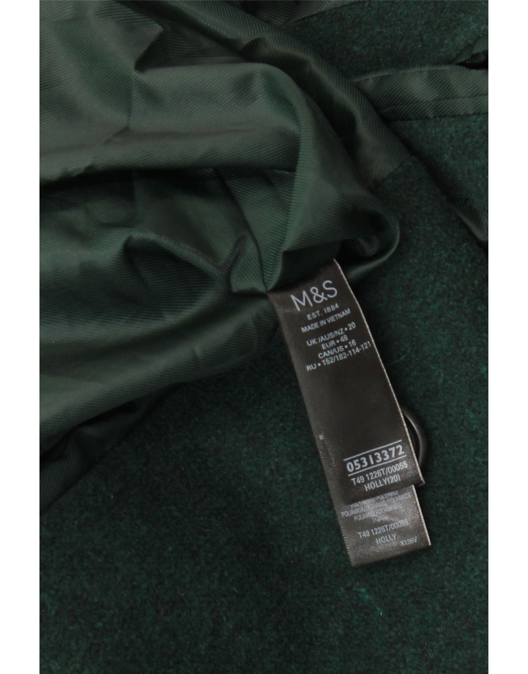Marks & Spencer Damen Zweireihiger Mantel UK 20 2XL Grüne Wolle