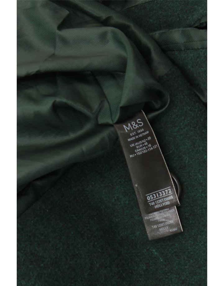 Marks & Spencer Damen Zweireihiger Mantel UK 20 2XL Grüne Wolle