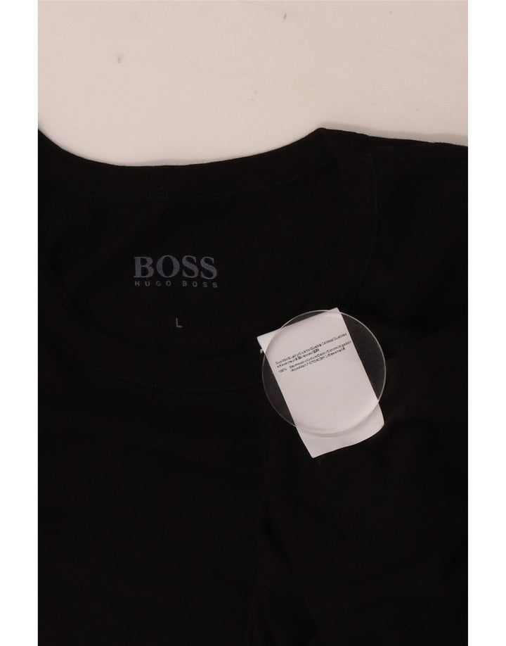 Hugo Boss Herren T-Shirt Top Large Schwarz Baumwolle