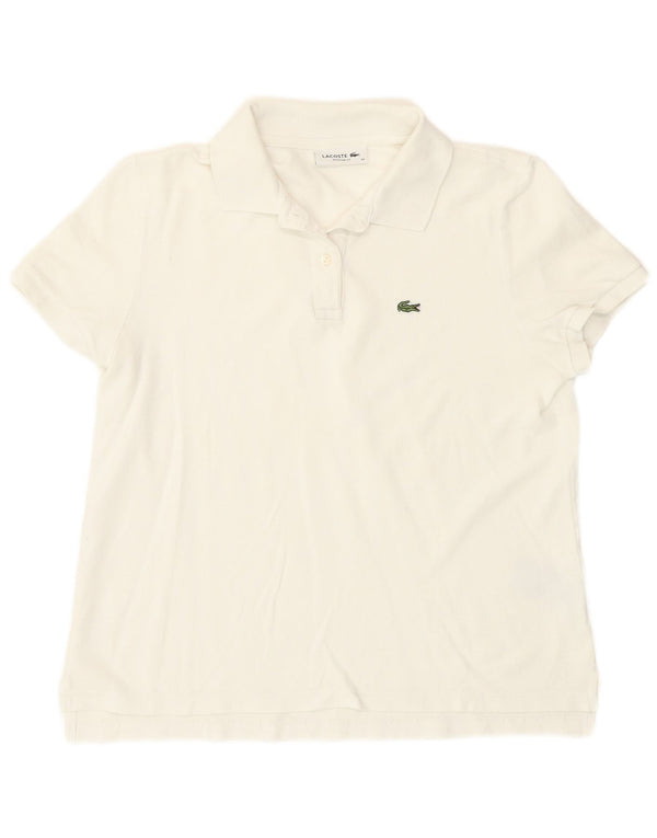Lacoste Damen-Poloshirt mit normaler Passform, Größe 38, mittelweiße Baumwolle