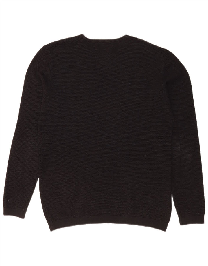 Zara Herren-Pullover mit Rundhalsausschnitt, groß, aus schwarzem Acryl