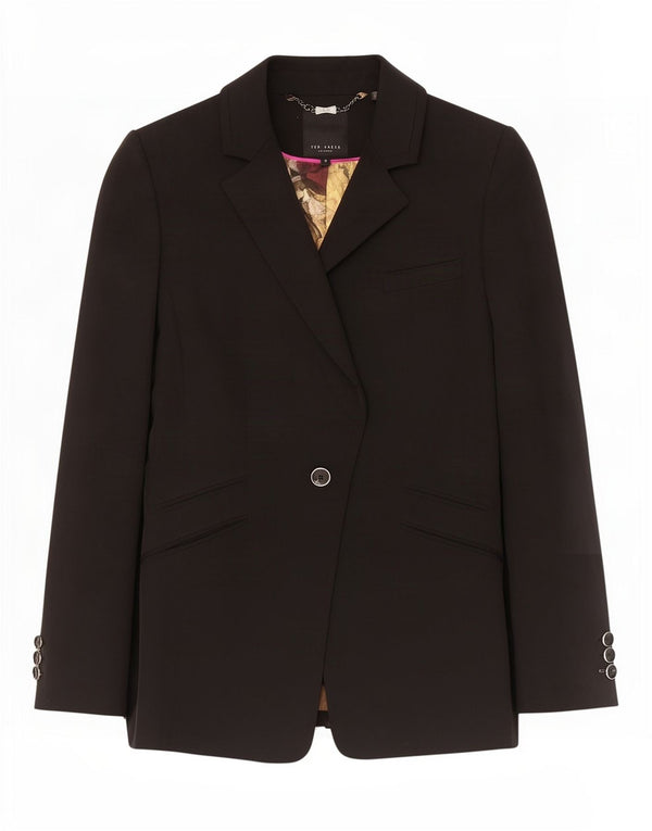 Ted Baker Damen-Blazer mit 1 Knopf, Größe 3, Mittelschwarz, Polyester