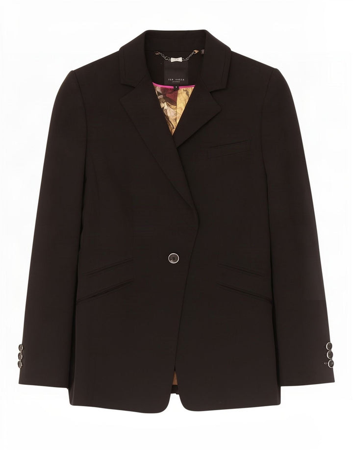 Ted Baker Damen-Blazer mit 1 Knopf, Größe 3, Mittelschwarz, Polyester