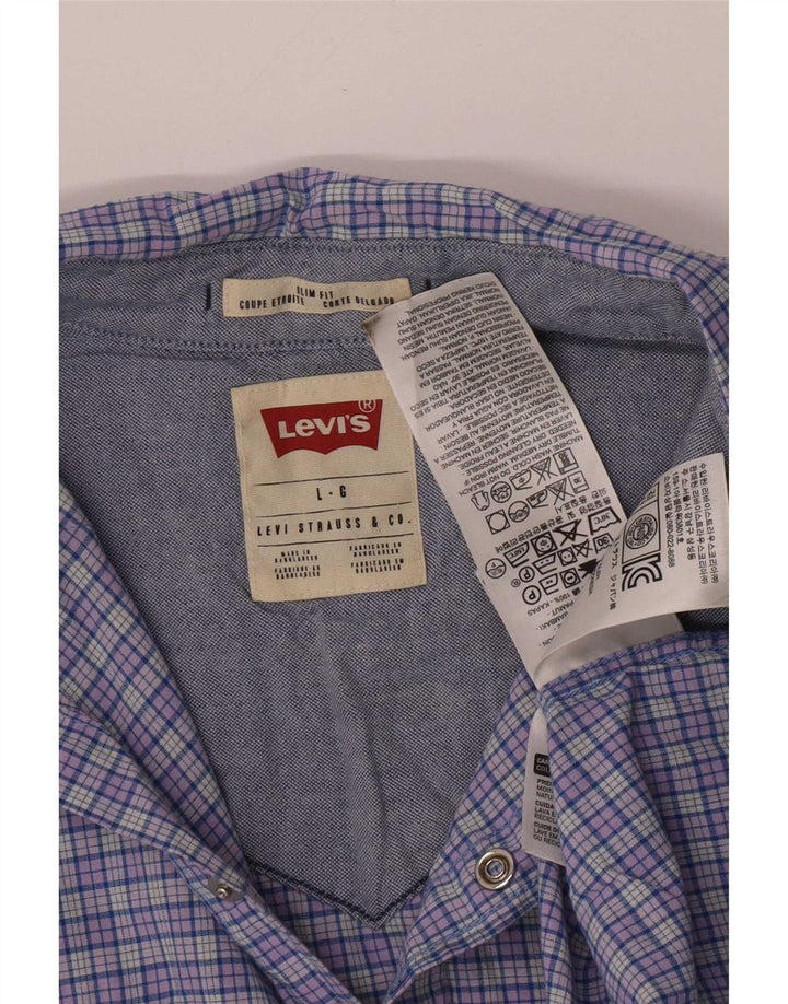 Levi's Herren-Slim-Fit-Hemd, groß, blau kariert, Baumwolle