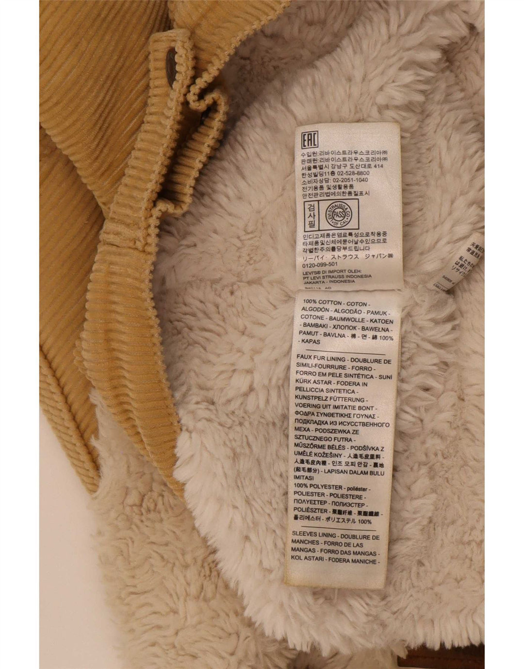 Levi's Damen Übergroße Crop Sherpa Cordjacke UK 10 Small Beige