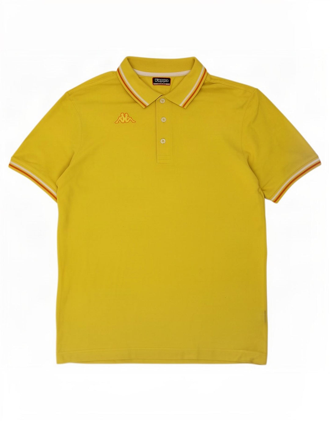 Kappa Herren-Poloshirt, groß, gelb gestreift, Baumwolle