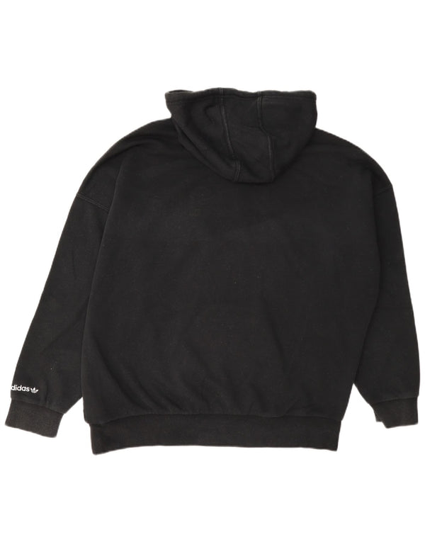 Adidas Damen Graphic Oversized Hoodie Pullover UK 4 XS Schwarz Baumwolle