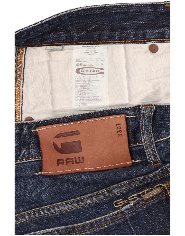 G-Star Herren 3301 Straight Jeans W36 L32 Blaue Baumwolle