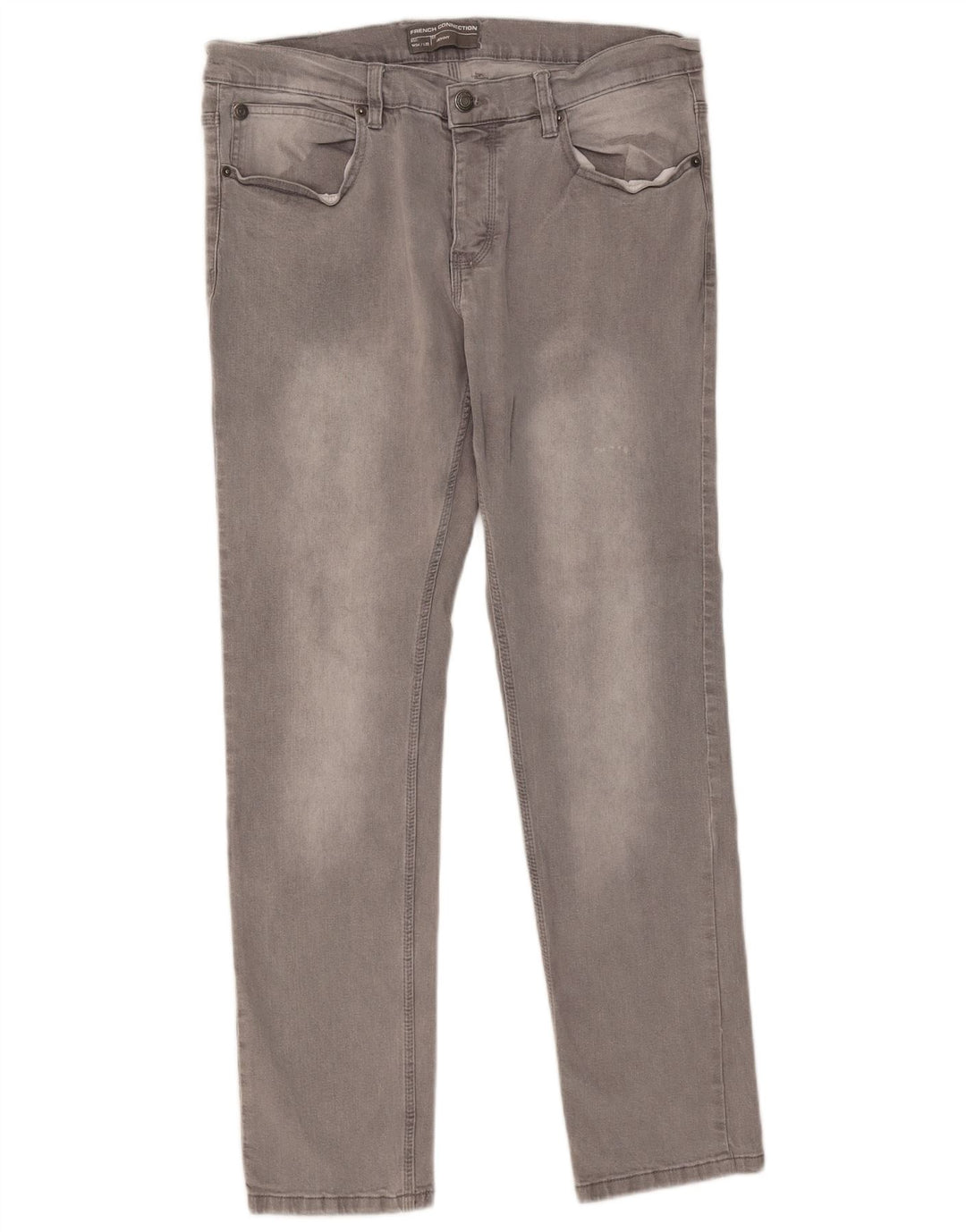 French Connection Herren-Röhrenjeans, W34, L32, graue Baumwolle