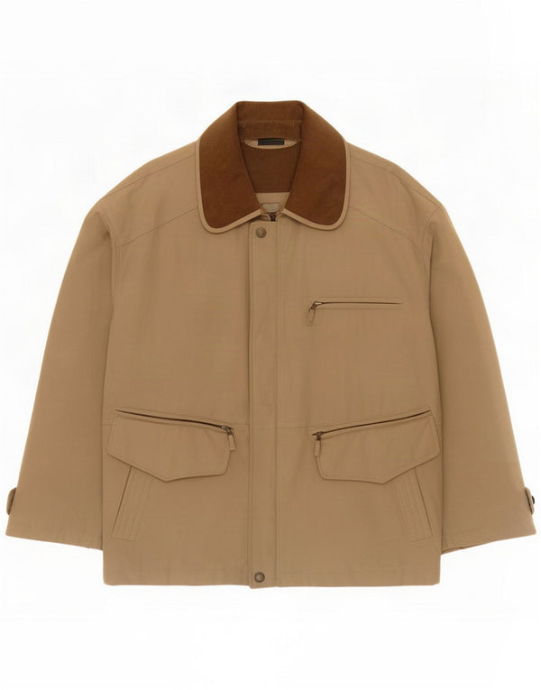 Lancetti Herren-Utility-Jacke UK 48 4XL Beige Baumwolle